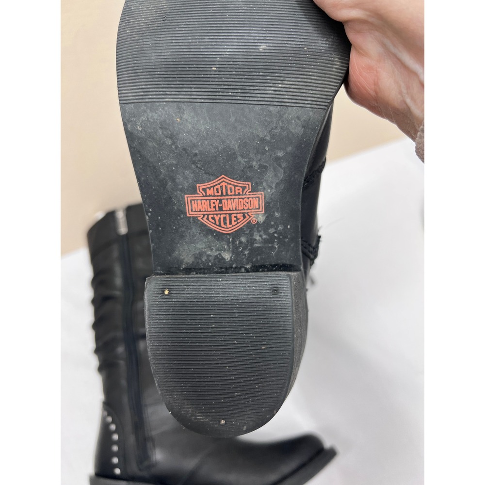 Harley Davidson Mid Calf Boots Womens 6.5 Black Excellent Leather Slouch Biker - Picture 12 of 15